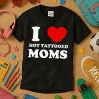 I Love Hot Tattooed Moms Kids T-Shirt thumb 3