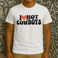 I Love Hot Cowboys Groovy Retro I Love Cowboys T-Shirt thumb 3