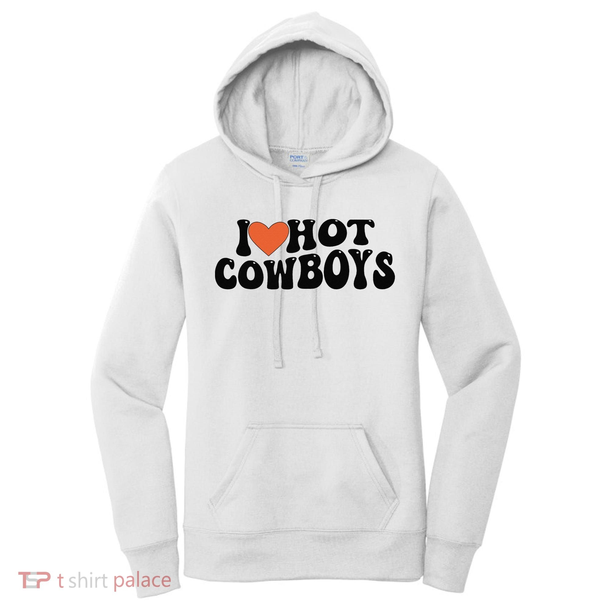 I Love Hot Cowboys Groovy Retro I Love Cowboys Women's Hoodie