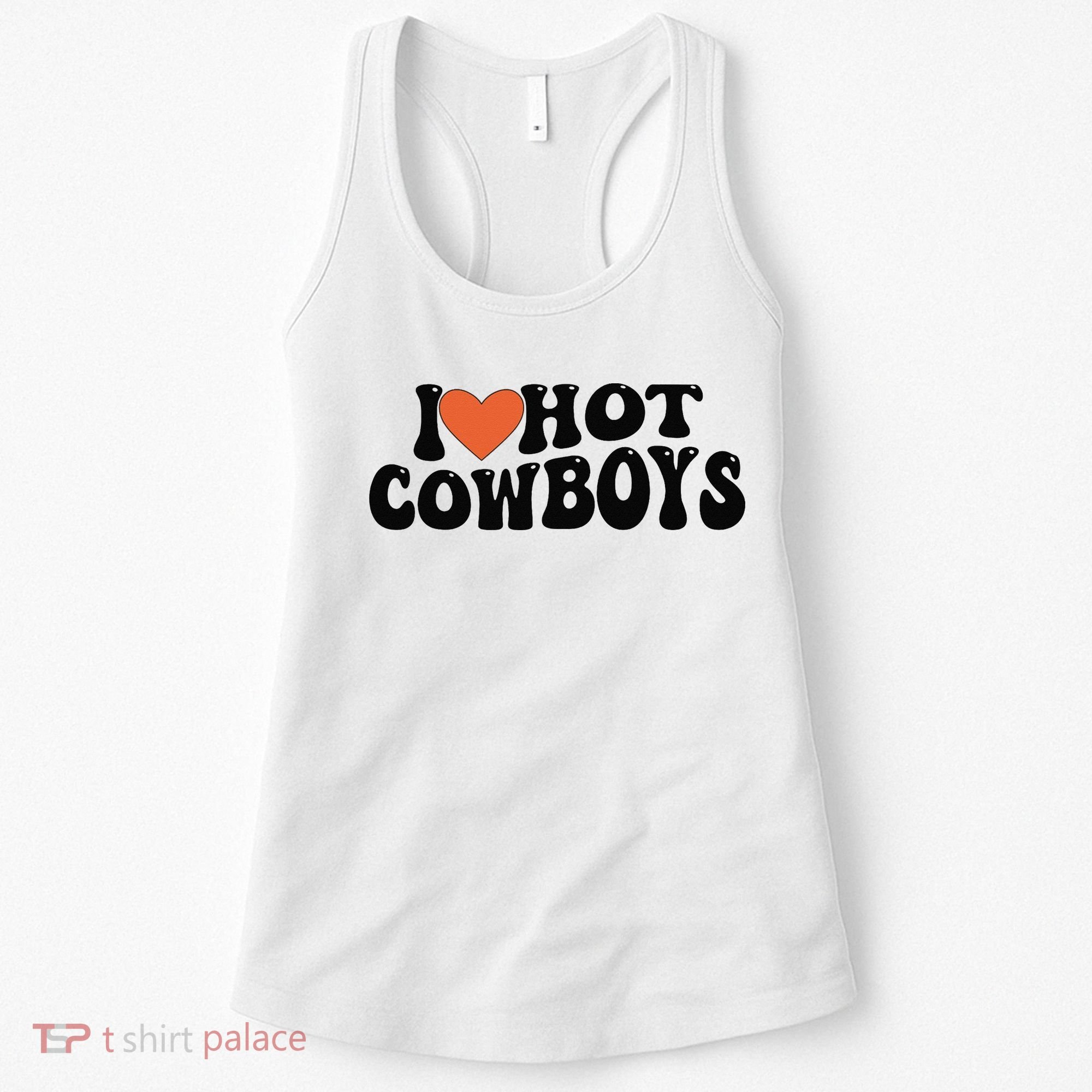I Love Hot Cowboys Groovy Retro I Love Cowboys Women's Tank Top