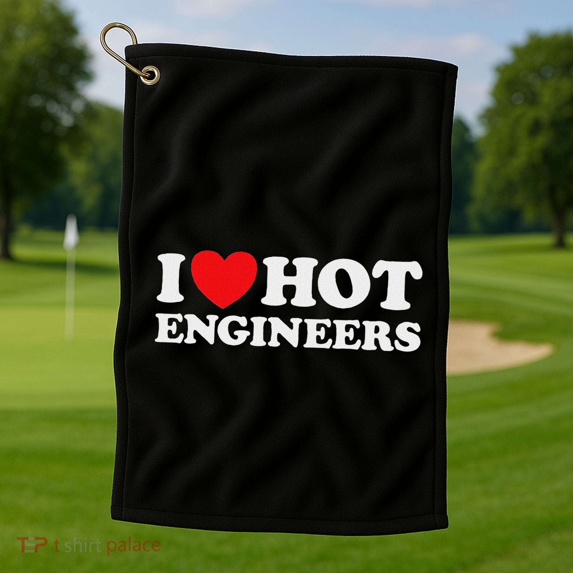 I Love Hot Engineers Funny Math Science Construct Invent Job Golf Towel