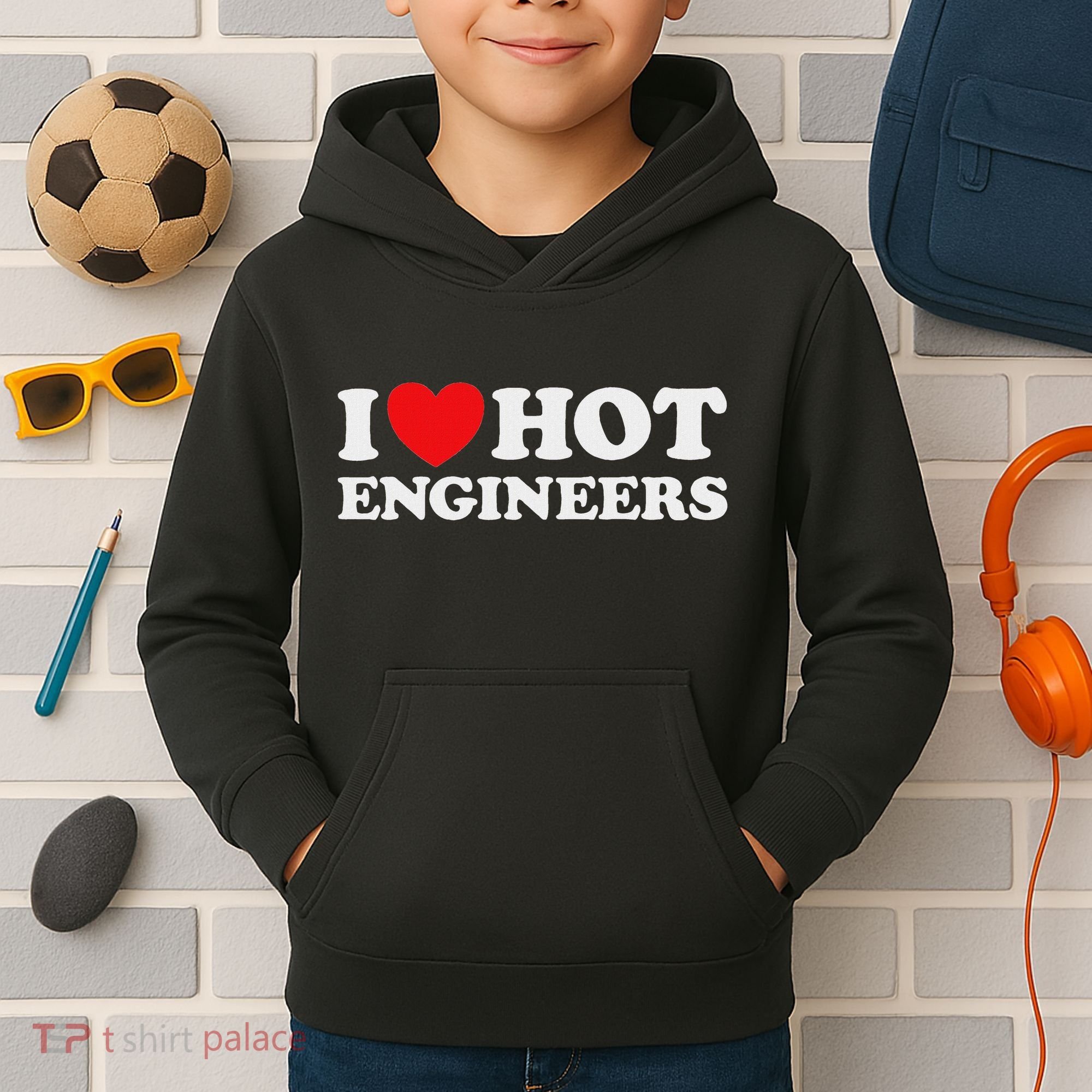 I Love Hot Engineers Funny Math Science Construct Invent Job Kids Hoodie