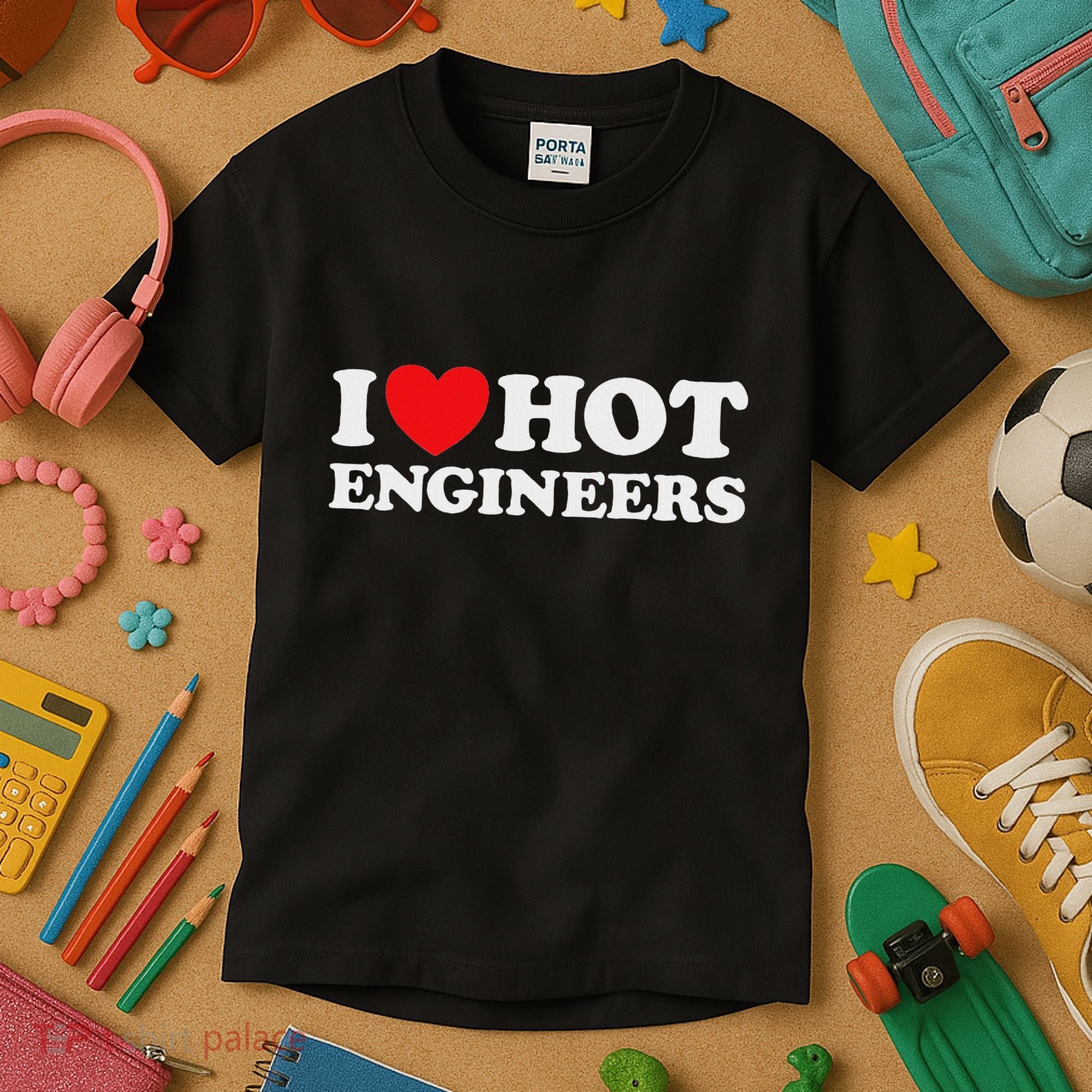 I Love Hot Engineers Funny Math Science Construct Invent Job Kids T-Shirt
