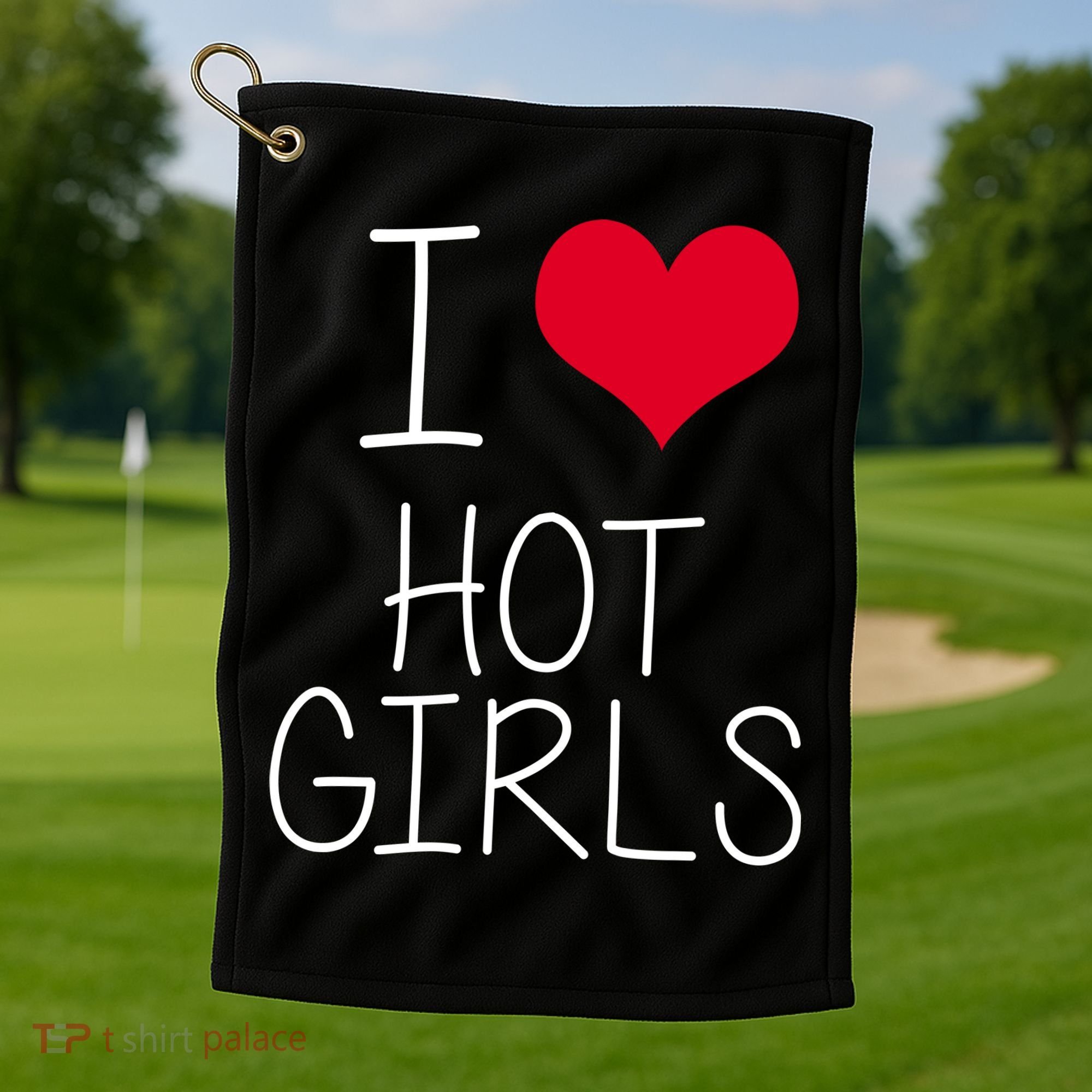 I Love Hot Girls Golf Towel