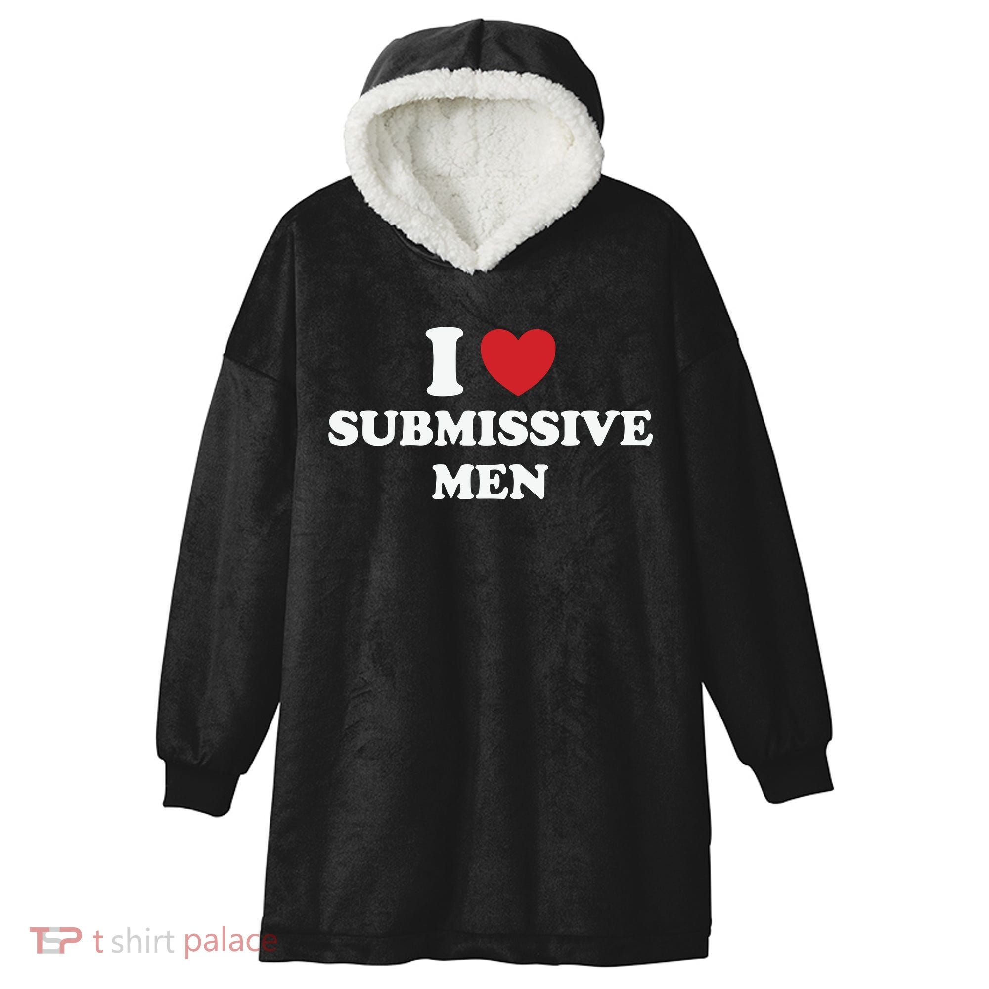 I Love Heart Submissive Hooded Wearable Blanket