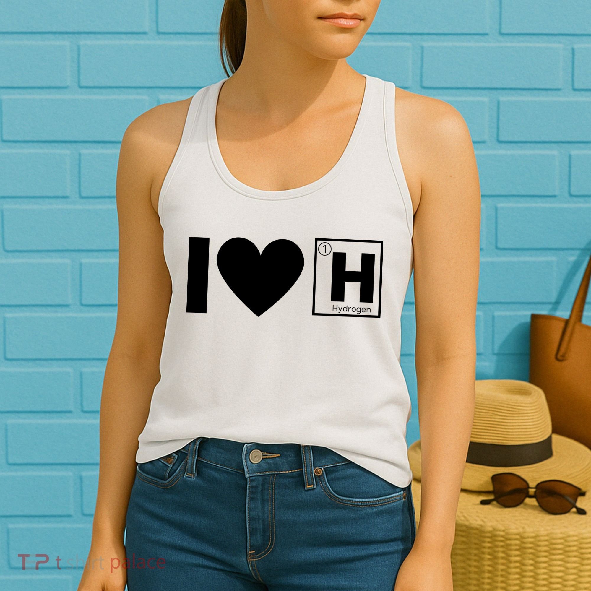 I Love Hydrogen Vehicles Fuel Cells H Symbol Periodic Table FCEVs Women's Tank Top