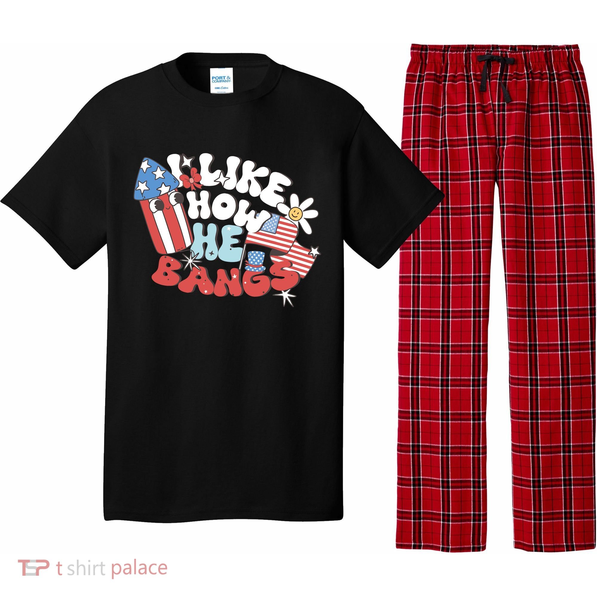 I Like How He Bangs I Like How She Explodes Couple 4th July Pajama Set