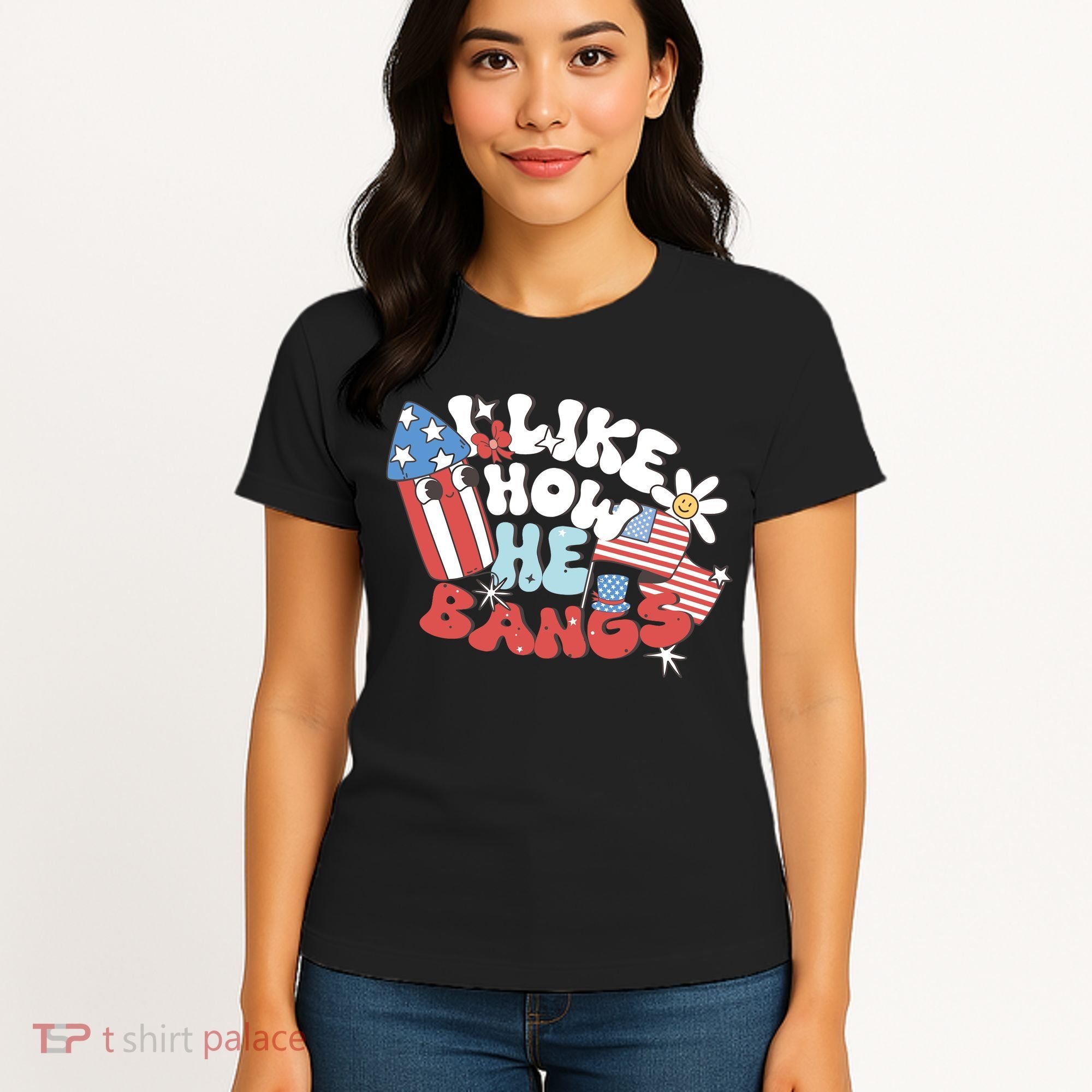 I Like How He Bangs I Like How She Explodes Couple 4th July Women's T-Shirt