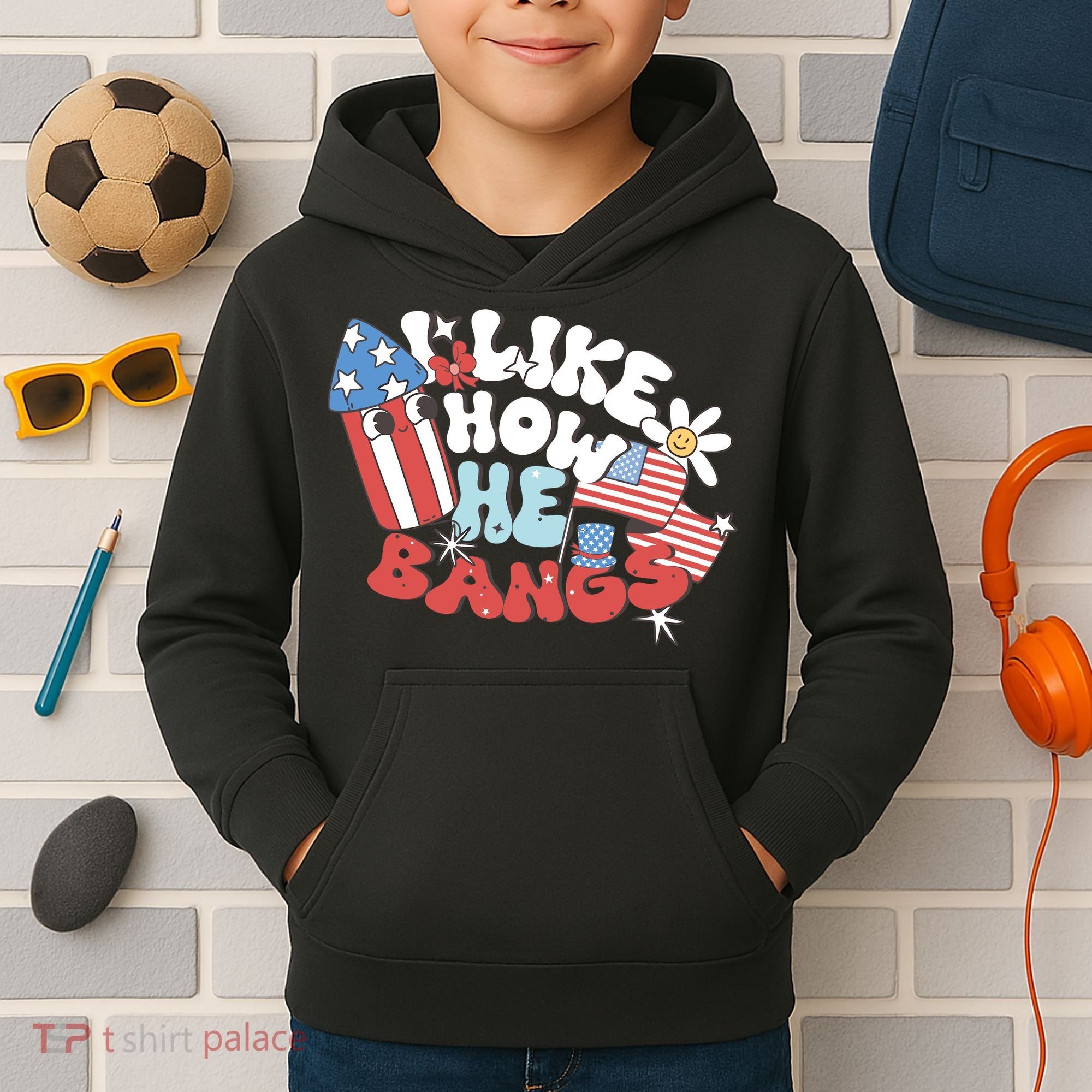 I Like How He Bangs I Like How She Explodes Couple 4th July Kids Hoodie
