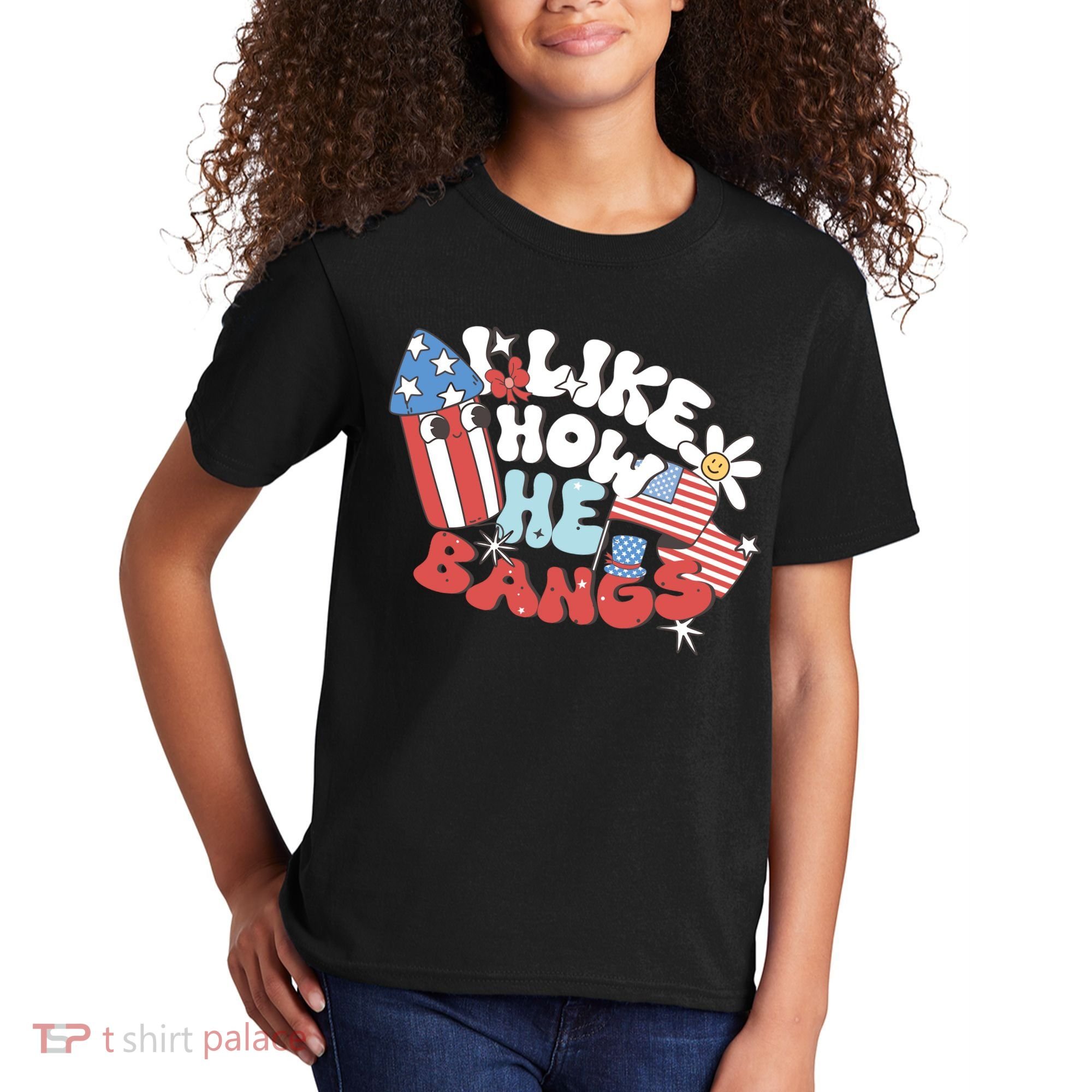 I Like How He Bangs I Like How She Explodes Couple 4th July Kids T-Shirt