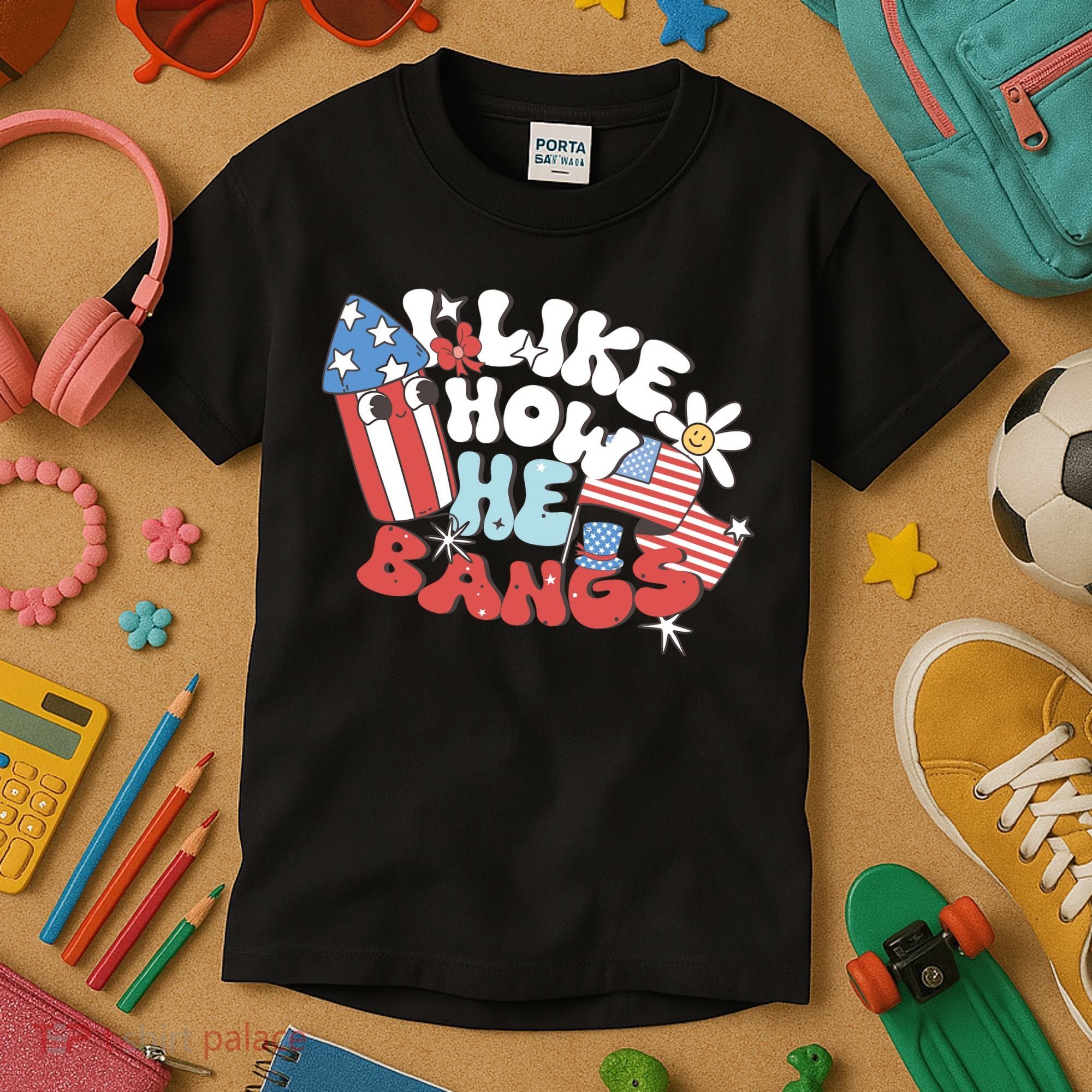 I Like How He Bangs I Like How She Explodes Couple 4th July Kids T-Shirt