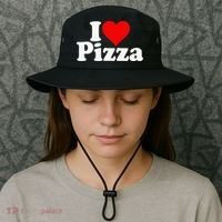 I Love Heart Pizza Za Bucket Hat thumb 3