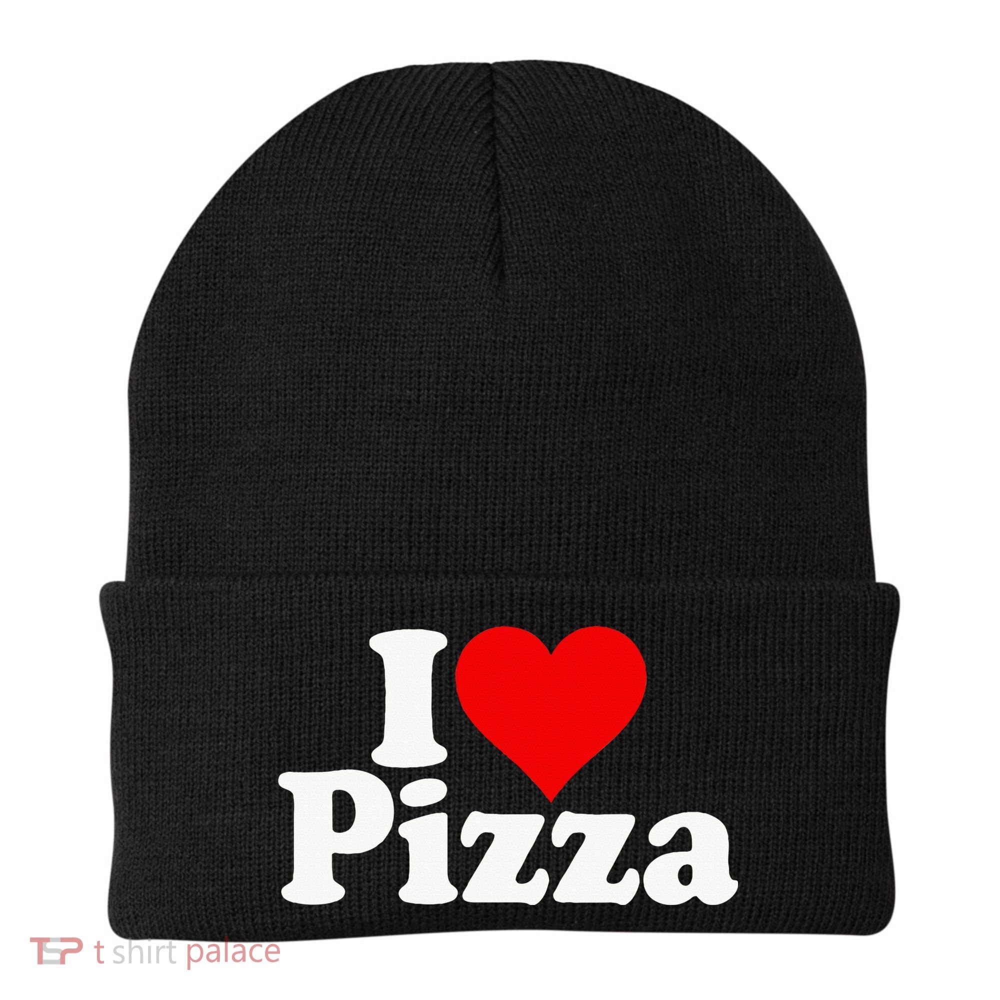 I Love Heart Pizza Za Beanie