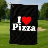 I Love Heart Pizza Za Golf Towel thumb 1