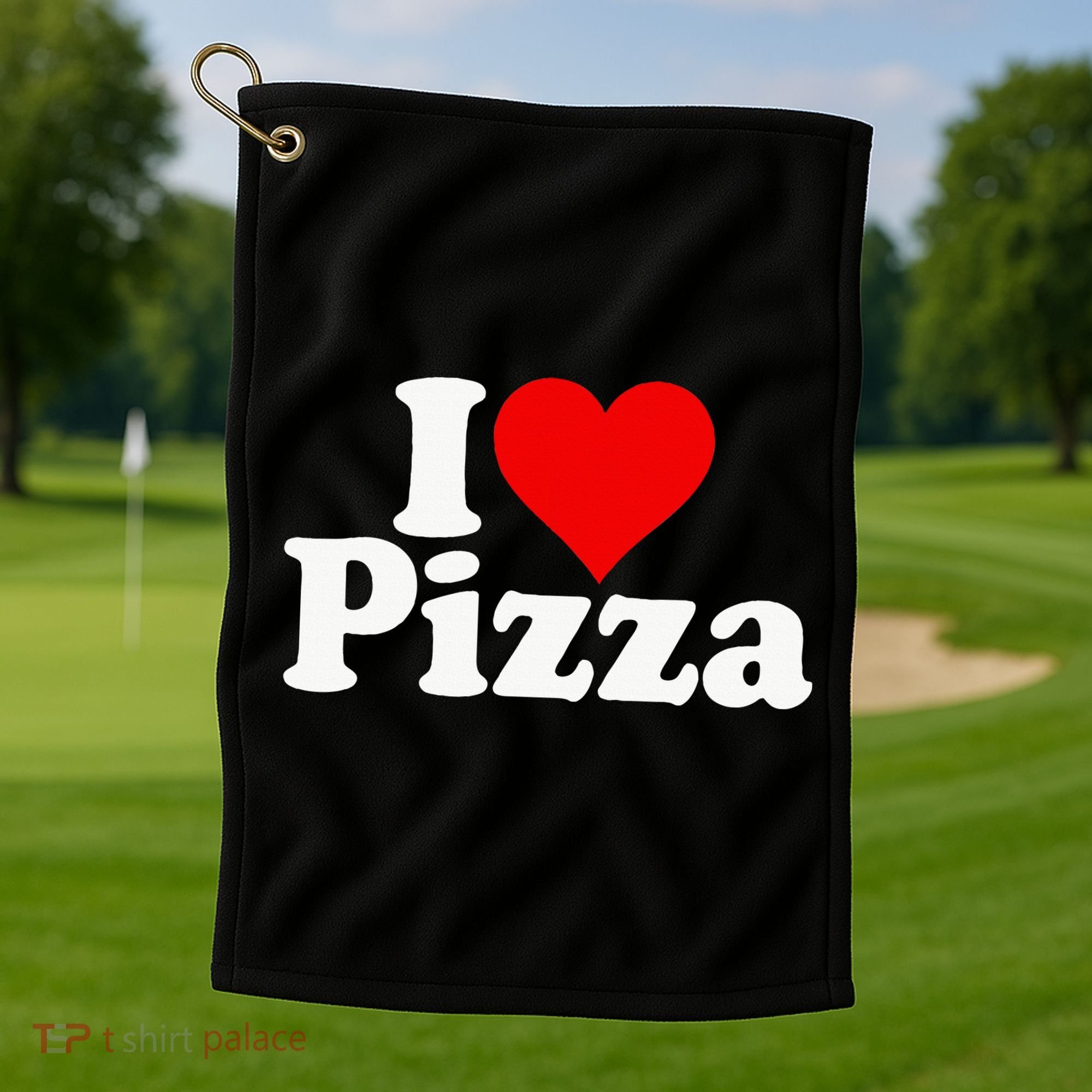 I Love Heart Pizza Za Golf Towel