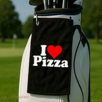 I Love Heart Pizza Za Golf Towel thumb 2