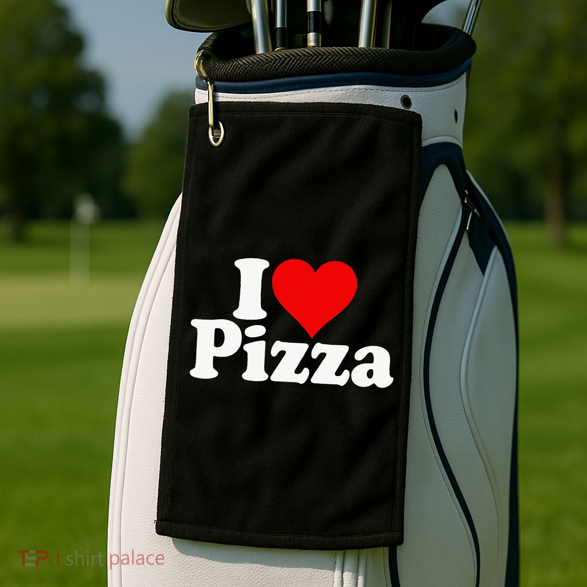 I Love Heart Pizza Za Golf Towel