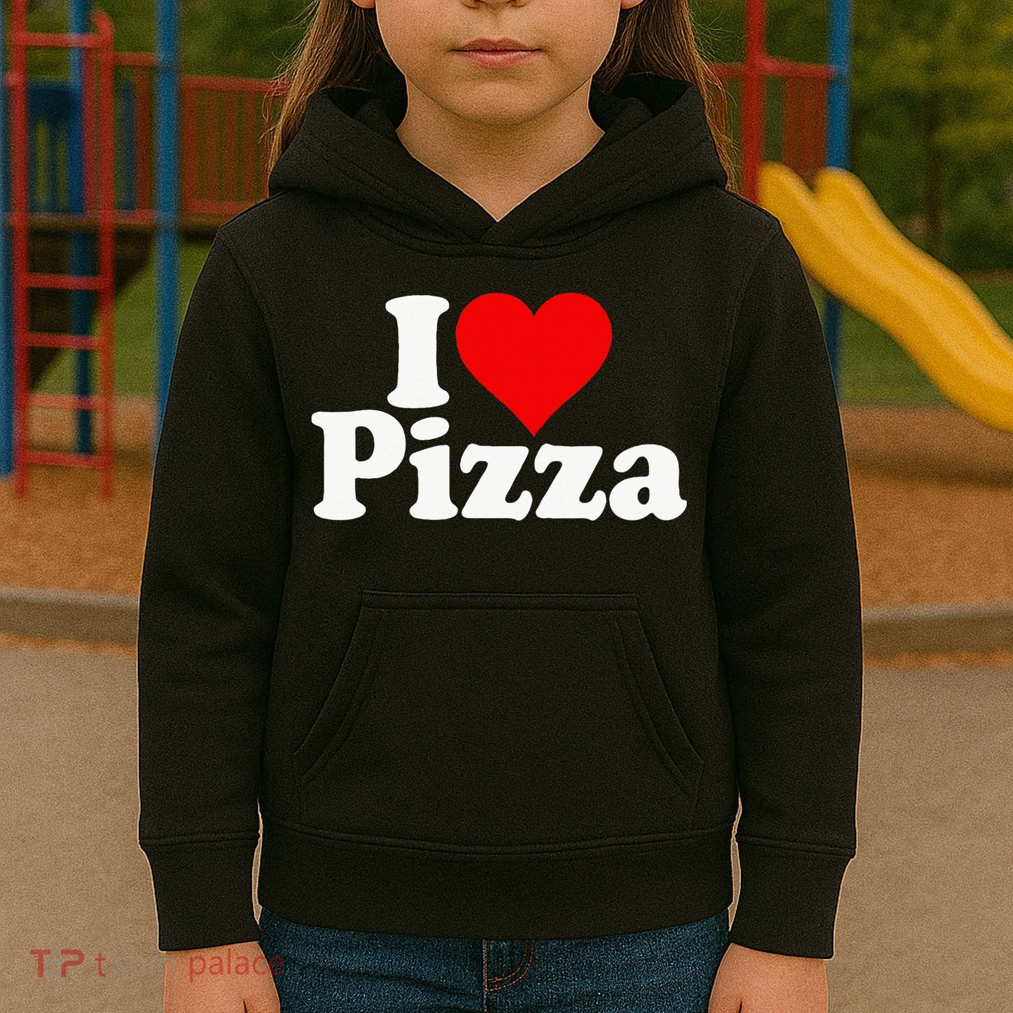 I Love Heart Pizza Za Kids Hoodie