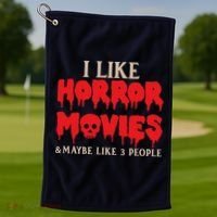 I Like Horror Movies Halloween Golf Towel thumb 1