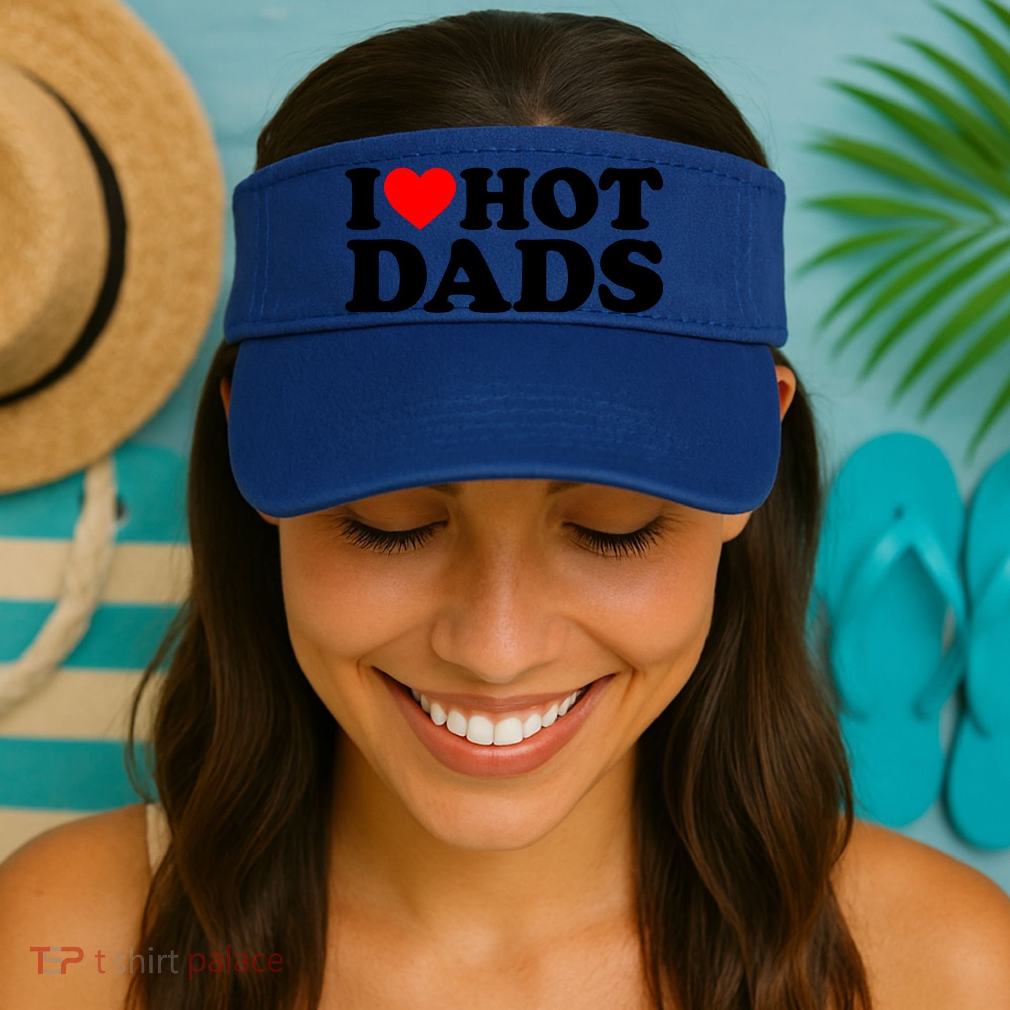I Love Hot Dads Gift I Heart Hot Dads Gift Love Hot Dads Funny Gift Visor