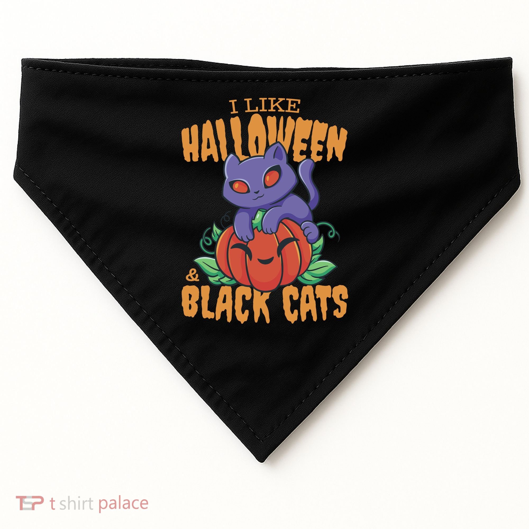 I Like Halloween And Black Cats USA-Made Doggie Bandana