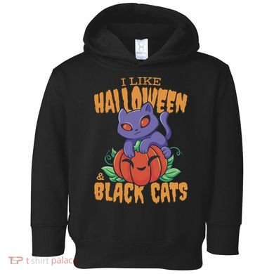 I Like Halloween And Black Cats Toddler Hoodie