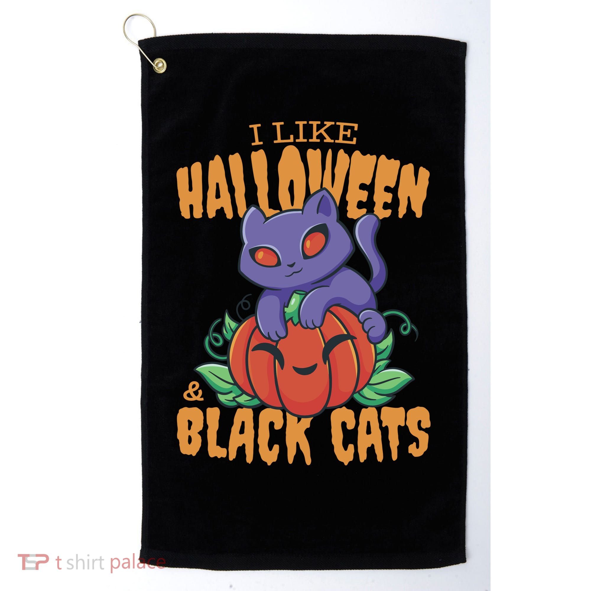 I Like Halloween And Black Cats Golf Towel