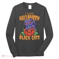 I Like Halloween And Black Cats Long Sleeve Shirt thumb 0