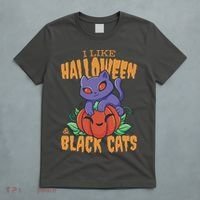 I Like Halloween And Black Cats T-Shirt thumb 5