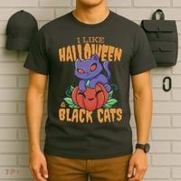 I Like Halloween And Black Cats T-Shirt thumb 6