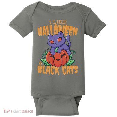 I Like Halloween And Black Cats Baby Bodysuit