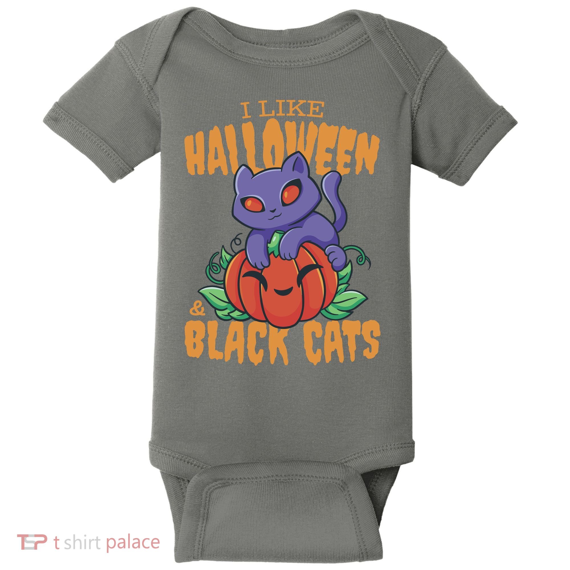 I Like Halloween And Black Cats Baby Bodysuit