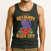 I Like Halloween And Black Cats Tank Top thumb 3