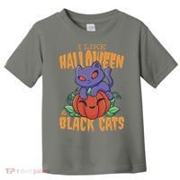 I Like Halloween And Black Cats Toddler T-Shirt thumb 0
