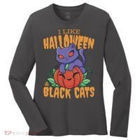 I Like Halloween And Black Cats Women's Long Sleeve Shirt thumb 0