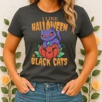 I Like Halloween And Black Cats Women's T-Shirt thumb 2