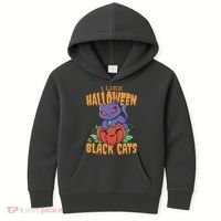 I Like Halloween And Black Cats Kids Hoodie thumb 0