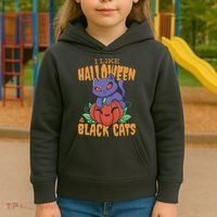 I Like Halloween And Black Cats Kids Hoodie thumb 3
