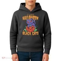 I Like Halloween And Black Cats Kids Hoodie thumb 4