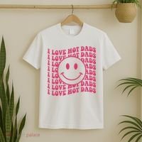 I Love Hot Dads Retro Funny Red Heart Love Dads T-Shirt thumb 2