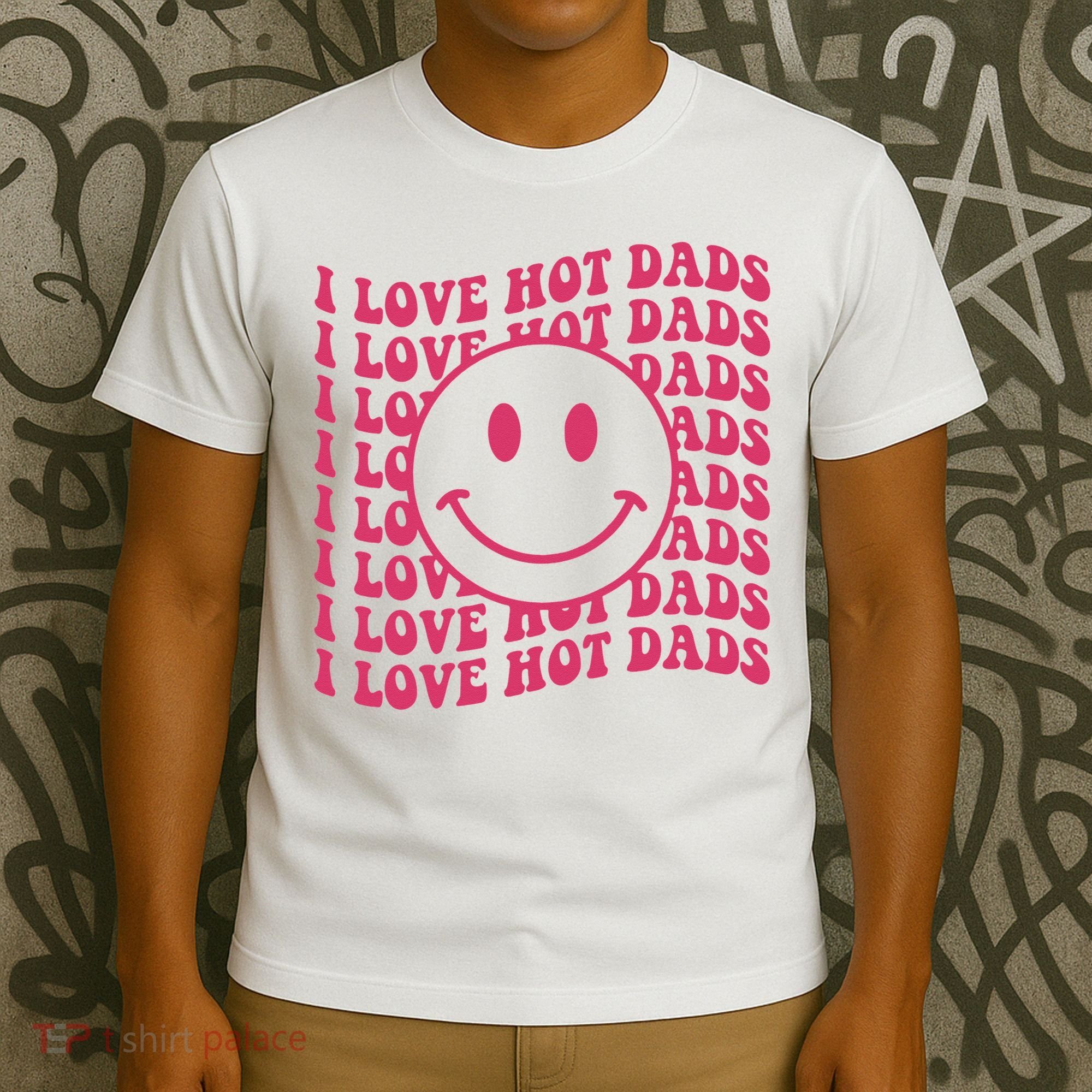 I Love Hot Dads Retro Funny Red Heart Love Dads T-Shirt