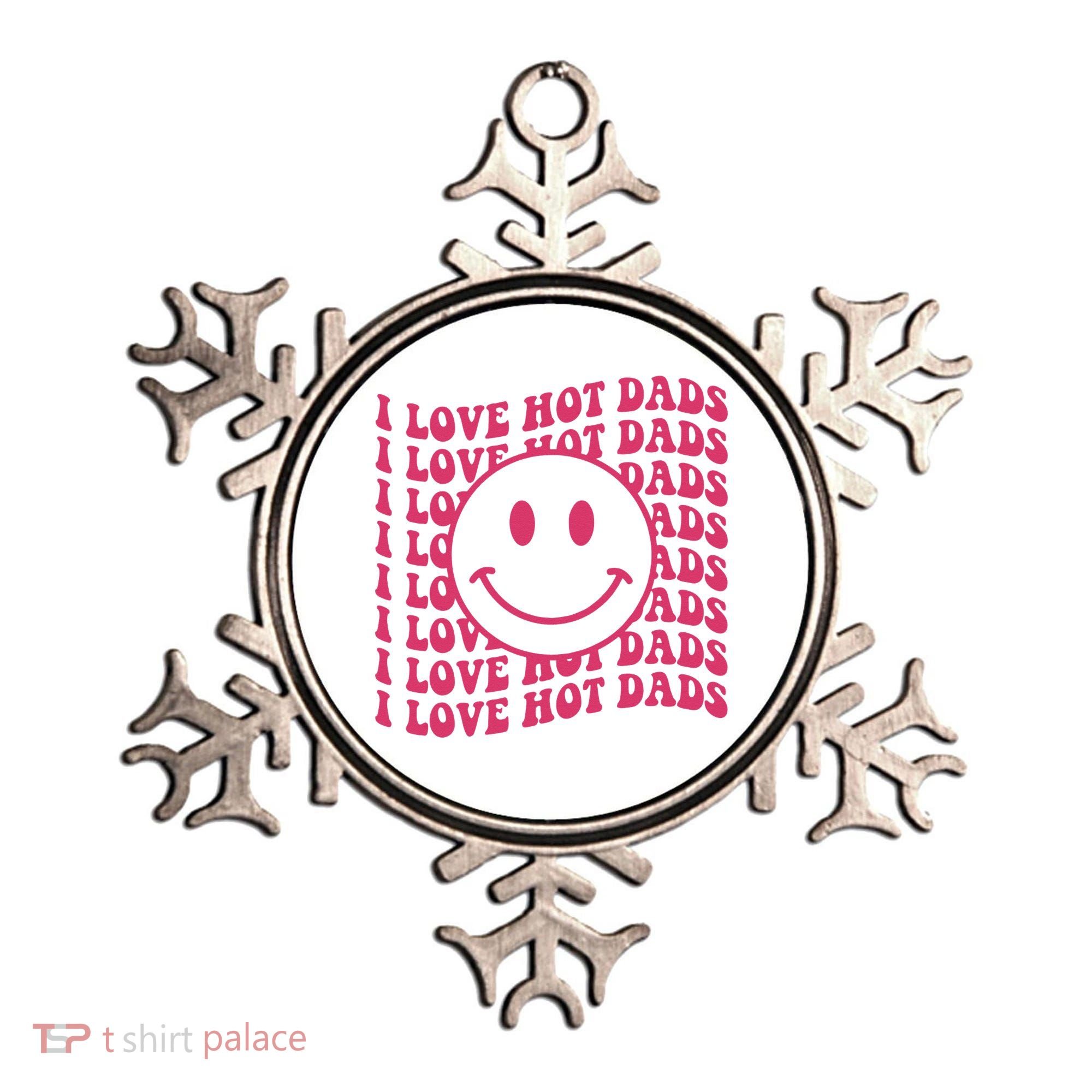 I Love Hot Dads Retro Funny Red Heart Love Dads Ornament
