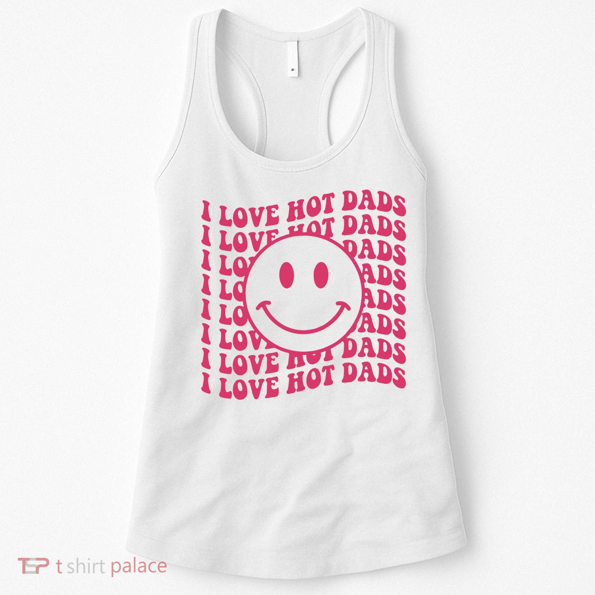 I Love Hot Dads Retro Funny Red Heart Love Dads Women's Tank Top