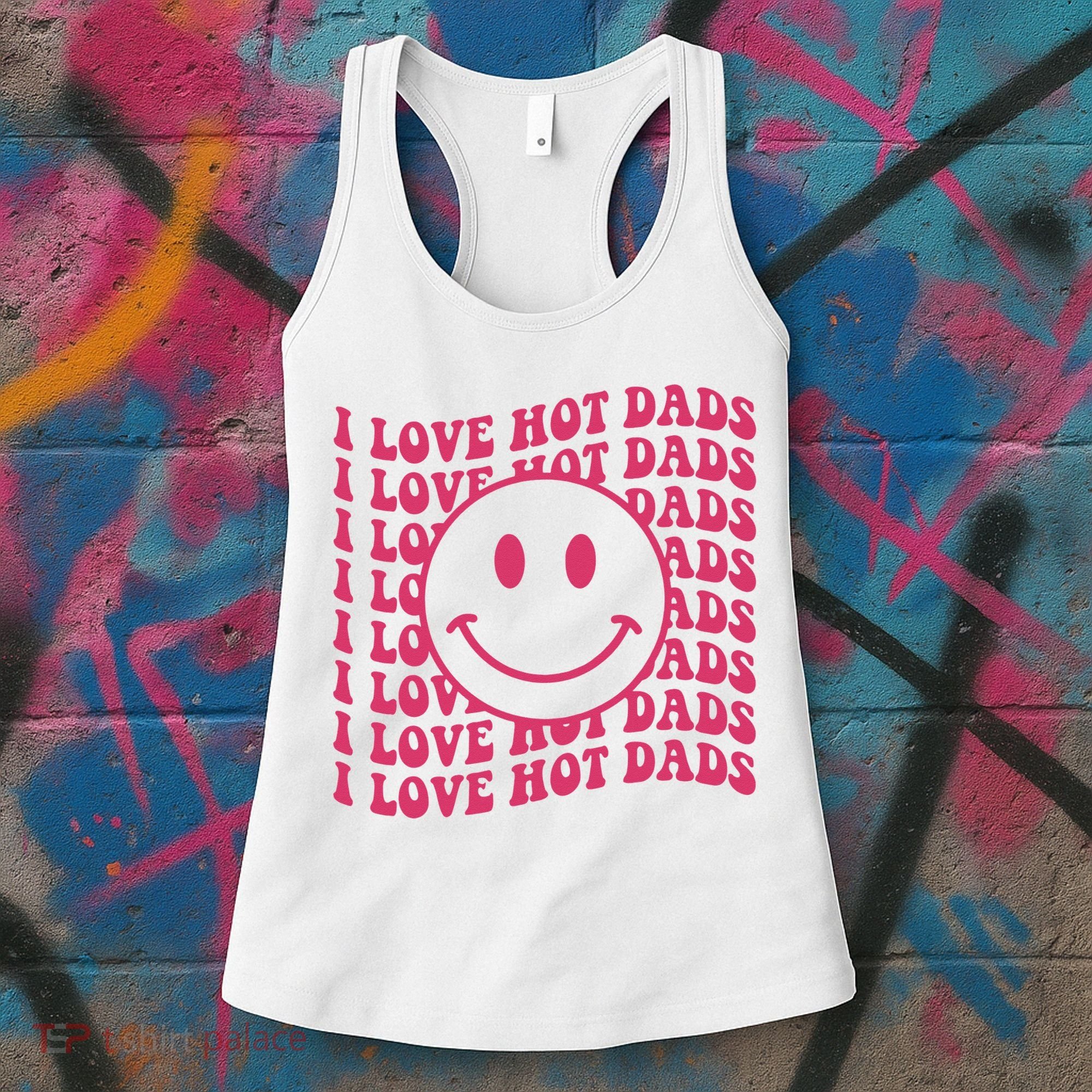 I Love Hot Dads Retro Funny Red Heart Love Dads Women's Tank Top