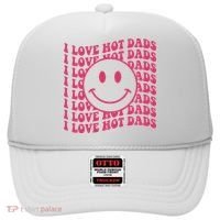 I Love Hot Dads Retro Funny Red Heart Love Dads Hat thumb 0