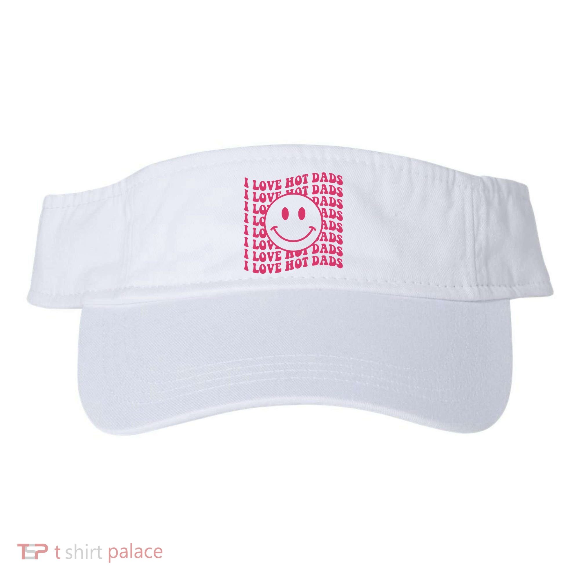 I Love Hot Dads Retro Funny Red Heart Love Dads Visor