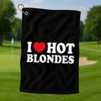 I Love Hot Blondes I Heart Hot Blonde Golf Towel thumb 1