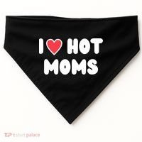 I Love Hot Moms Funny Red Heart Love Moms USA-Made Doggie Bandana thumb 0