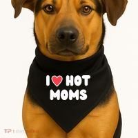I Love Hot Moms Funny Red Heart Love Moms USA-Made Doggie Bandana thumb 1