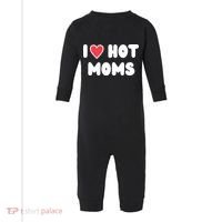 I Love Hot Moms Funny Red Heart Love Moms Infant Fleece One Piece thumb 0